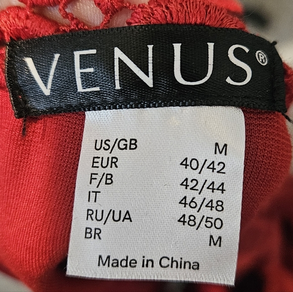 Venus Red Lace Detail Midi Dress Size M - Picture 5 of 5